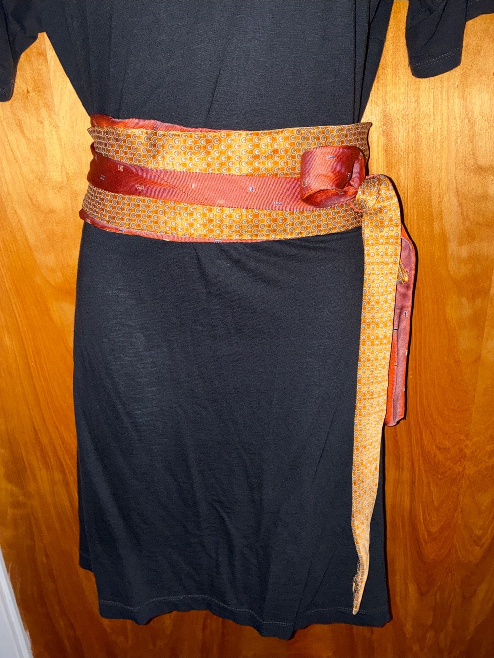 Handmade Golden Yellow, Orange & Blue Barney’s New York Tie Wrap Belt 105”